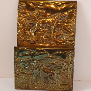 1940s/50s Brass Letter Rack Hunting Dogs Retrievers Pointers 7 1/2"  x 4 3/4" 19cms x 12cms