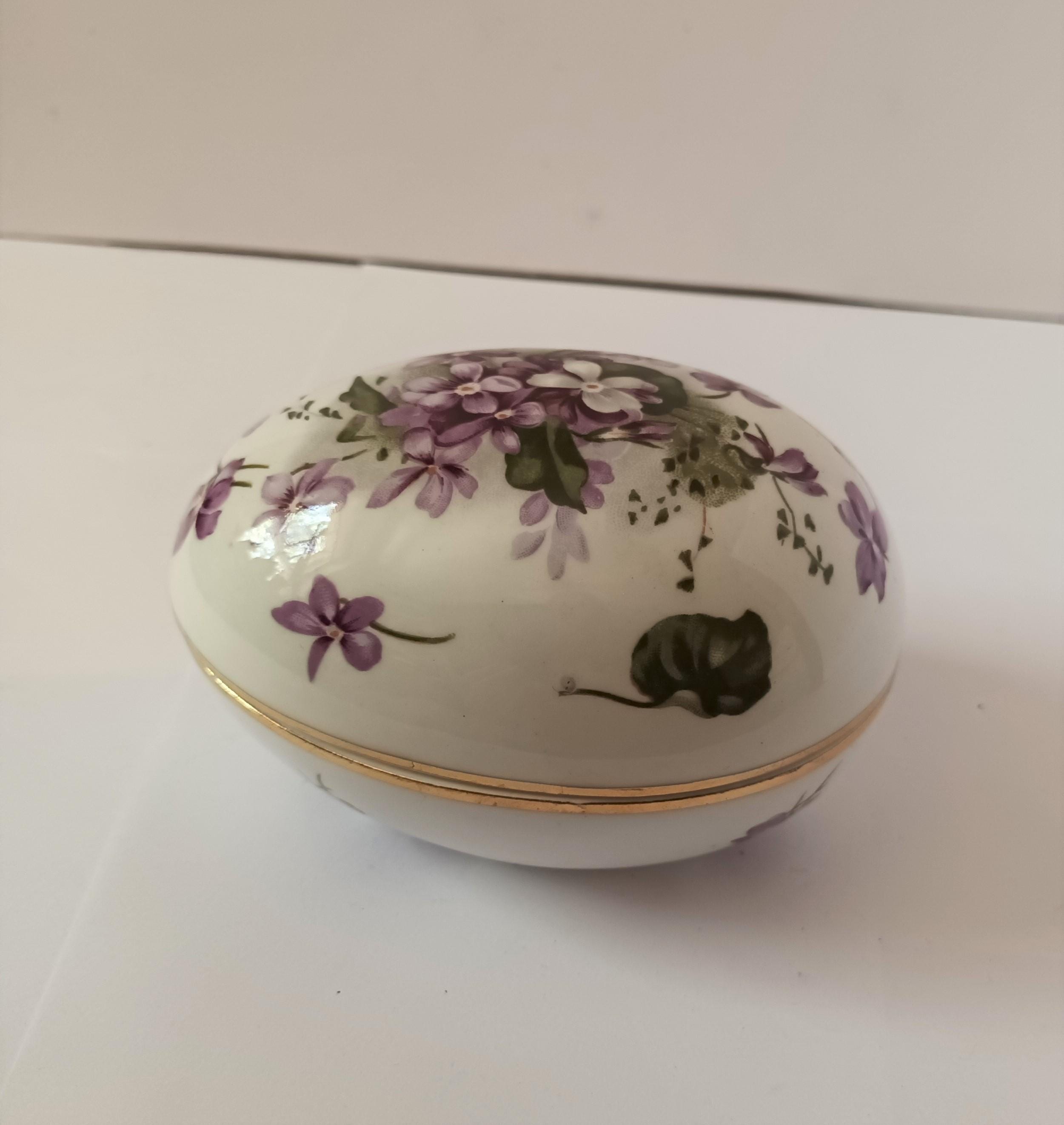 Hammersley Violets Egg Trinket Box: Fine Bone China Decor - Etsy