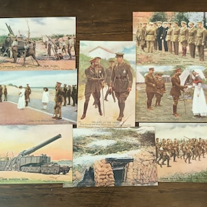 Set (D) von 8 WW1 Postkarten Daily Mail Repro 1997 Historische Bilder Krieg Militaria Offizielle Kriegsfotografien 5 1/2 "x 3 1/2"