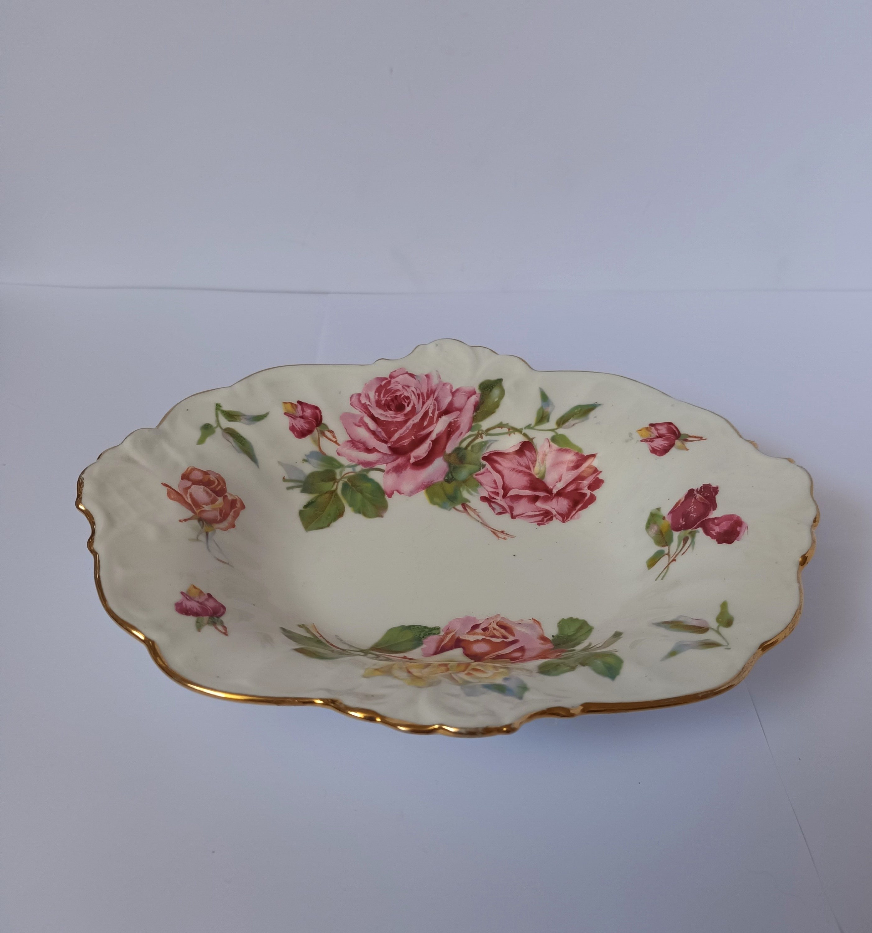 Hammersley 'morgan's Rose' China Serving Bowl: Pink Floral, Gilded