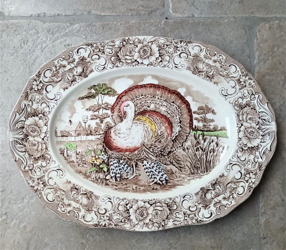 Large Turkey Platter Vintage Alfred Meakin Thanksgiving Christmas