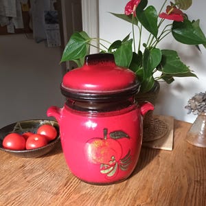 Mid-Century West Germany Rumtopf Fruit Crock – Red Apple Design