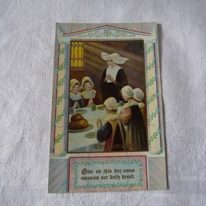Edwardian &#39;The Lord&#39;s Prayer&#39; Postcard: Nun and Pupils