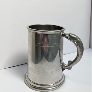 Sheffield English Pewter Tankard Pike Fish Handle 5&quot; 13cms
