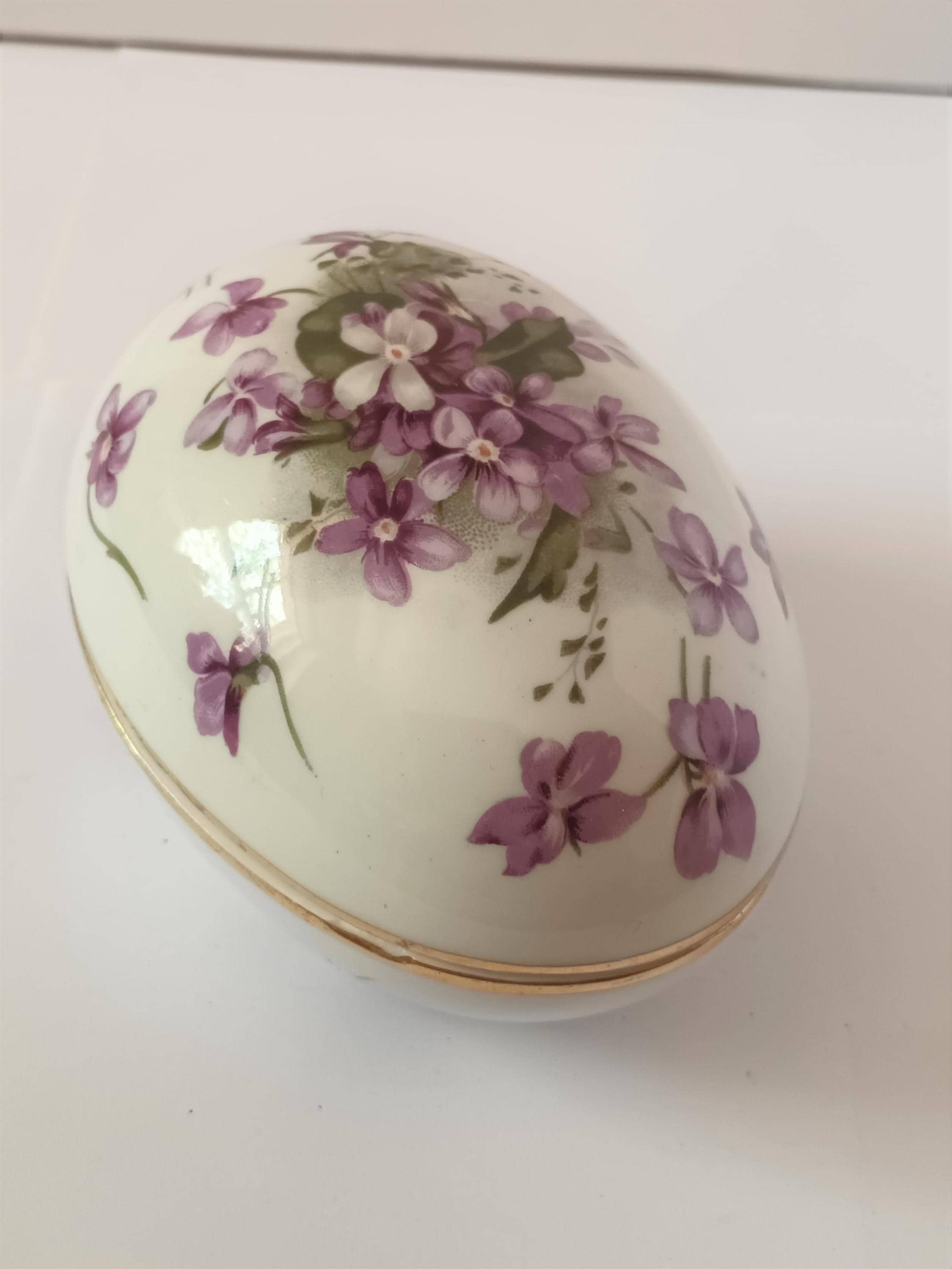 Hammersley Violets Egg Trinket Box: Fine Bone China Decor - Etsy