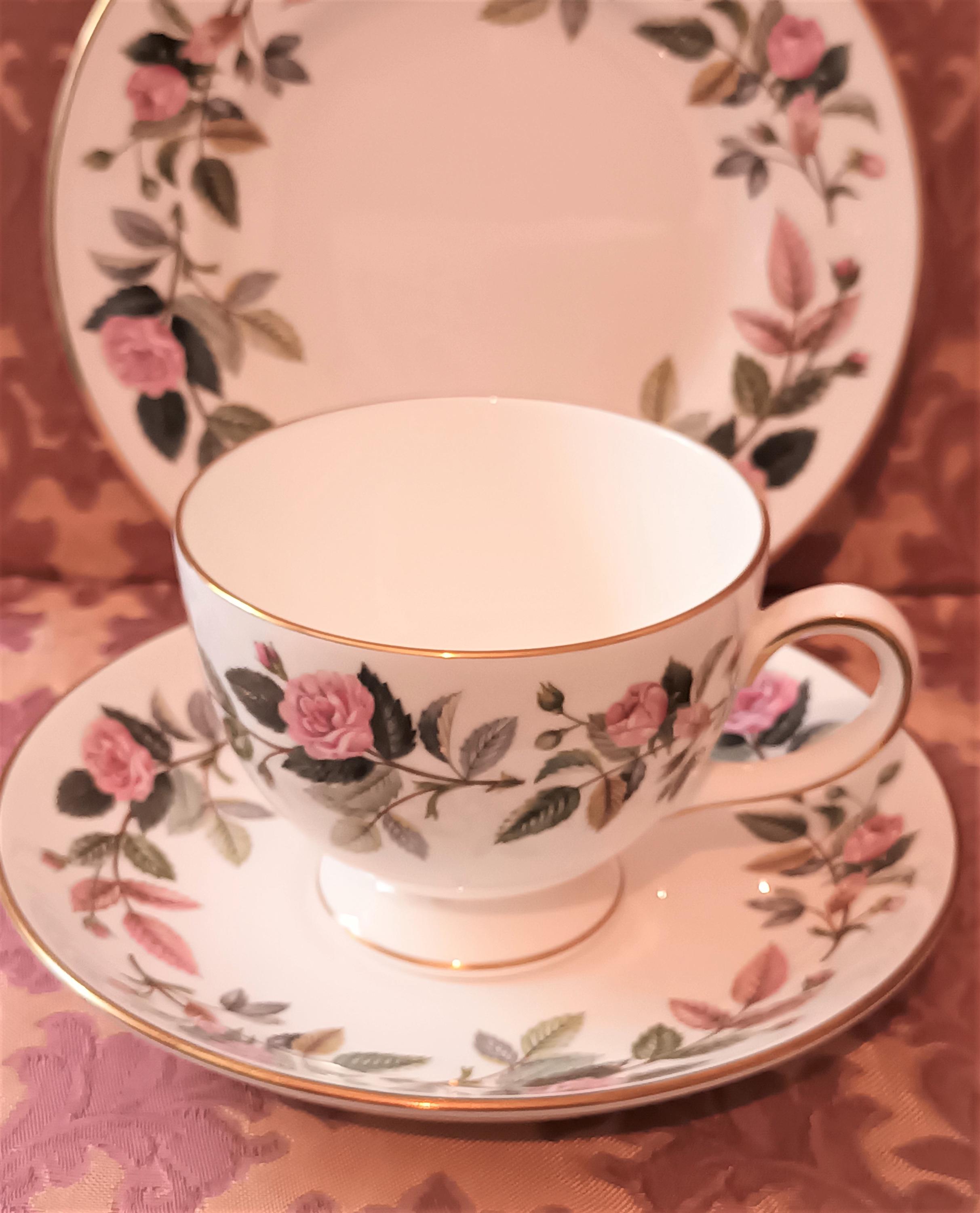 Wedgwood 'hathaway Rose' Tea Cup, Saucer and Side Plate Pink Roses