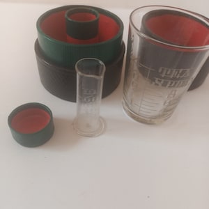 Antique Early 20thc Medicine Glass Minim Measure with Case 6.5cms 2 1/2&quot;