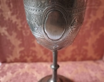 Large Pewter Goblet Theatre Prop Flowers LOR GOT Grail King&#39;s Gift Nativity 8 1/2&quot;  21cms