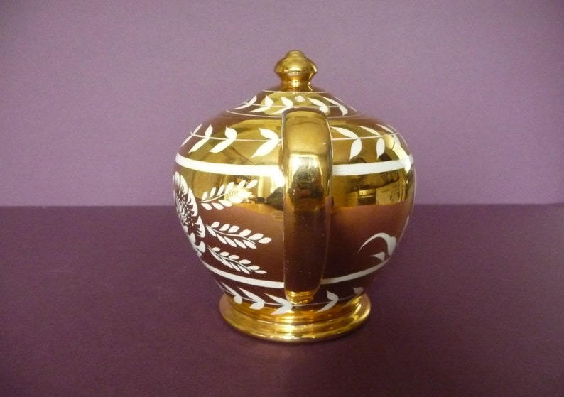 1950s Gold and Cream Teapot Sadlers 6 Cup Celebration Golden Anniversary Wedding