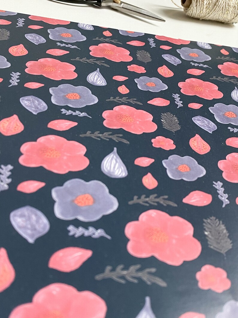Flowers Wrapping Paper Floral Giftwrap Nature Gift Wrap Etsy
