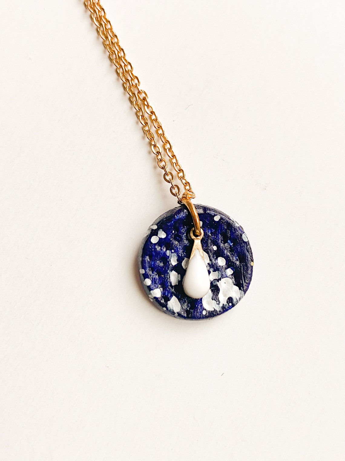 Dainty blue disc necklace Blue disc pendant necklace | Etsy