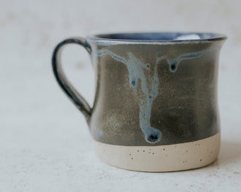 Ceramic coffee mug, rustic ceramic mug, handmade mug, ceramic coffee cup, handmade ceramics - Staffa's sea: Blue mug