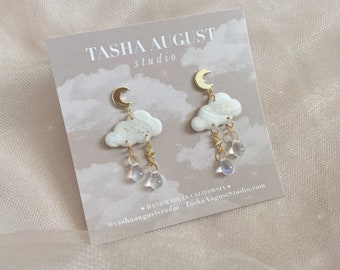 Dreamer 01 | Pearlescent Cloud Earrings with Glass Beads