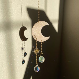 Mini Opal Moon Sun Catcher / Rainbow Maker