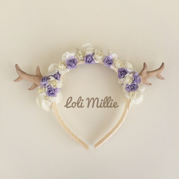 Lavender Antler Headband - Reversible - Kawaii Mori Kei Sweet Lolita Rave Deer Antlers