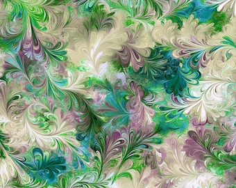 108" Extra Wide Fantasia Quilt Backing By The Yard  Cotton Rosy Ivy Shades of Teal, Green, Rose, Cream