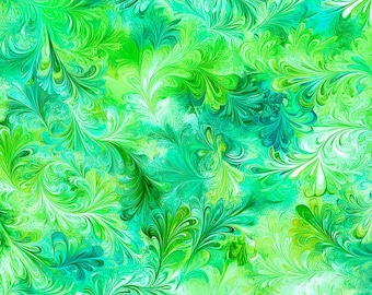 108" Extra Wide Fantasia Quilt Backing By The Yard  Cotton Spring Ferm Green