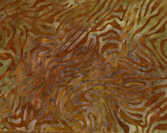 QUILTER'S BATIK   Hand Stamped Quilter's Cotton Fabric 45-inch By the Yard Shades of Rust, Brown Mystic Maze D