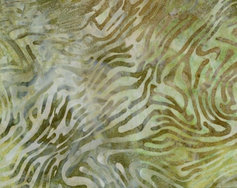 QUILTER'S Batik Hand Stamped Quilter's Cotton Fabric 45-inch By the Yard Mystic Maze F (Shades of Light Green, Tan Blue and Gray) I