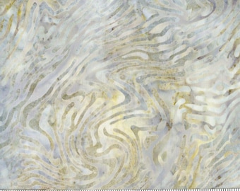 QUILTER'S BATIK   Hand Stamped Quilter's Cotton Fabric 45-inch By the Yard Shades of Pale Gray and Gold Mystic Maze F