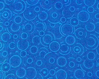 108" extra quilt backing BTY yards 100% cotton Circles Turquoise Blue