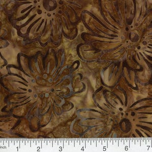 QUILTER'S BATIK   Hand Stamped Quilter's Cotton Fabric 45-inch By the Yard Shades of Brown Eternal Blossom B