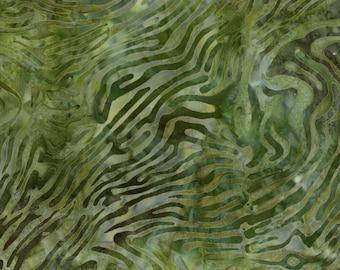 QUILTER'S BATIK   Hand Stamped Quilter's Cotton Fabric 45-inch By the Yard Shades of Greens Mystic Maze E