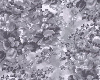108" extra wide quilt backing By the Yard 100% cotton Faded Floral Gray