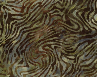 QUILTER'S BATIK   Hand Stamped Quilter's Cotton Fabric 45-inch By the Yard Shades of Dark Brown, Gray Mystic Maze A