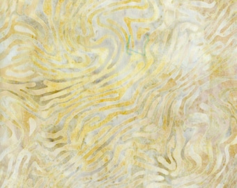 QUILTER'S BATIK   Hand Stamped Quilter's Cotton Fabric 45-inch By the Yard Shades of Pale Gold and Light Gray Mystic Maze G