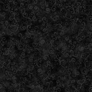 108-inch Quilt backing Quilter&#39;s Fabric Scrolling By  the Yard Cotton Black #1