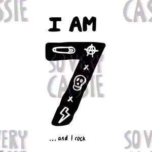 T-shirt Design/ SVG and JPG/ Birthday Rock/ Age 7