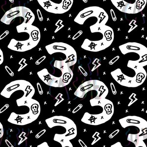 Birthday Rock / Age 3 / Seamless Pattern