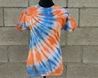 blue and orange tie dye moletom com capuz