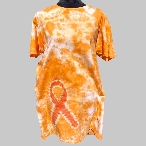 Orange Leukemia Cancer Awareness Tie-Dye T-Shirt/ Orange Cancer Ribbon/ Stand Up to Leukemia Shirt