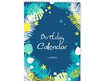 birthday calendar, perpetual calendar, A4, blue, organizer