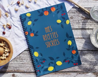 Recipe notebook to complete with your best sweet recipes, large A4 format, 60 recipes to complete