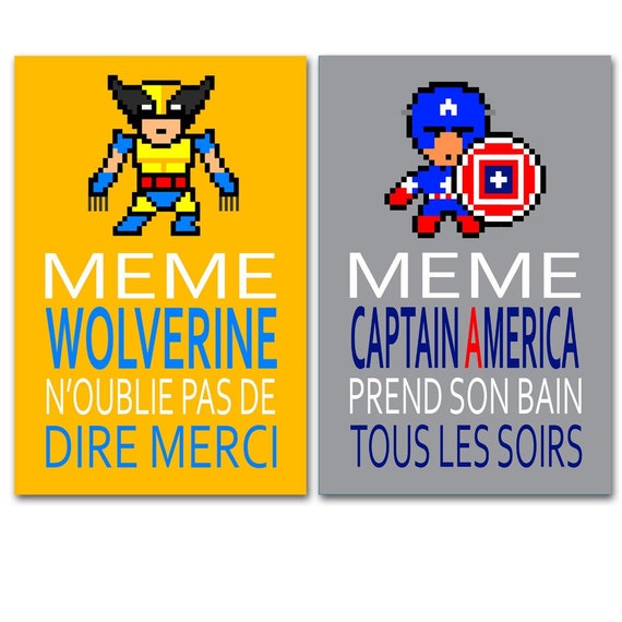 Téléchargement gratuit Images Poster With Wolverine And Captain America Humour Children Etsy actualisé salutations