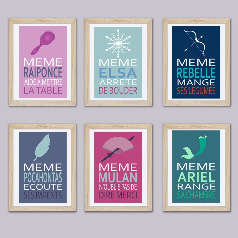 6 Affiches Citations Enfant Avec Ariel Rebelle Raiponce Etsy