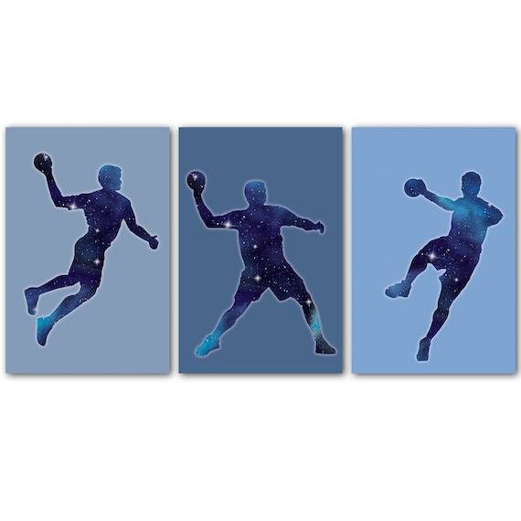 3 affiches de handball, ados, adolescent, décoration garçon, sport, motif  galaxie, cadeau pour adolescent, hand -  France
