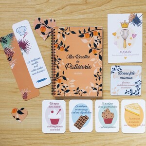cadeau cuisine fête des mères, Cahier de Recettes pâtisserie + Carte + Magnets + Marque-Page – Idée Cadeau Maman Originale