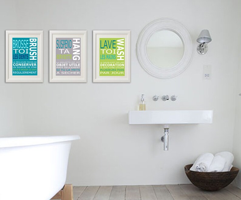 3 affiches enfant citation règles de la salle de bain | Etsy