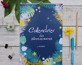Birthday Calendar Perpetual Calendar A4 Blue Organizer | Etsy
