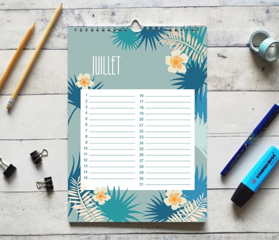 Calendrier Perpetuel Pour Les Anniversaires Motif Vegetal Etsy France