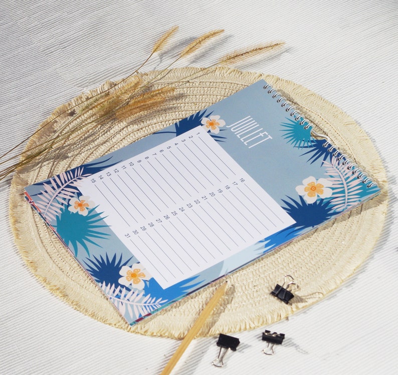 Floral birthday calendar, tropical floral design, A4, to fill in image 1