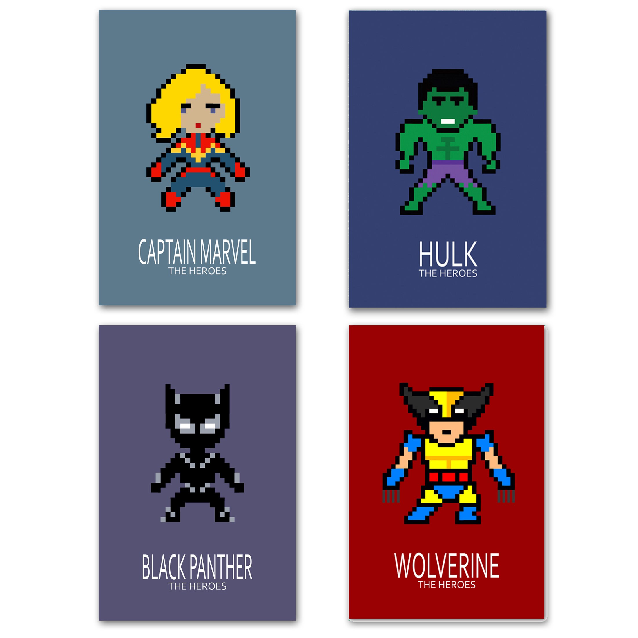 4 Affiches Super Héros, Héroïnes, Poster Enfant