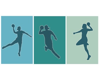 3 handball posters, teens, teenage girls, girl decoration, sport