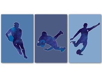 3 rugby posters, teens, teenagers, boy decoration, sport, galaxy pattern, gift for teenager