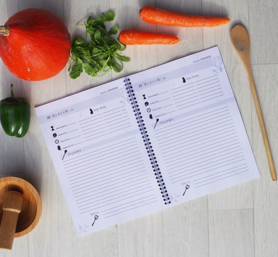 Cahier de recette salées à compléter, format A5, reliure spirale