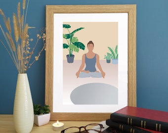 affiche yoga femme, 20 x 30 cm, zen